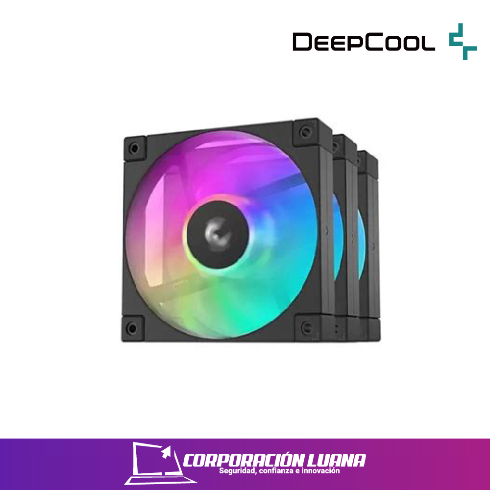 Foto del producto COOLER PARA CASE DEEPCOL FD12 ( R-DF12-BKAPN3-G ) NEGRO | PACK 3 FANES | LED ARGB