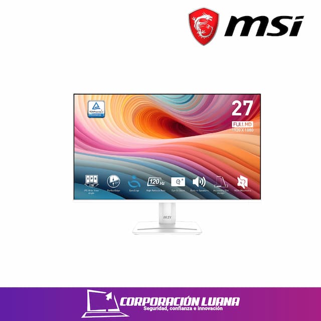 MONITOR GAMER MSI 27" ( MP275W E2 ) IPS | 120 HZ FHD | 1MS | VGA - HDMI - DP | BLANCO
