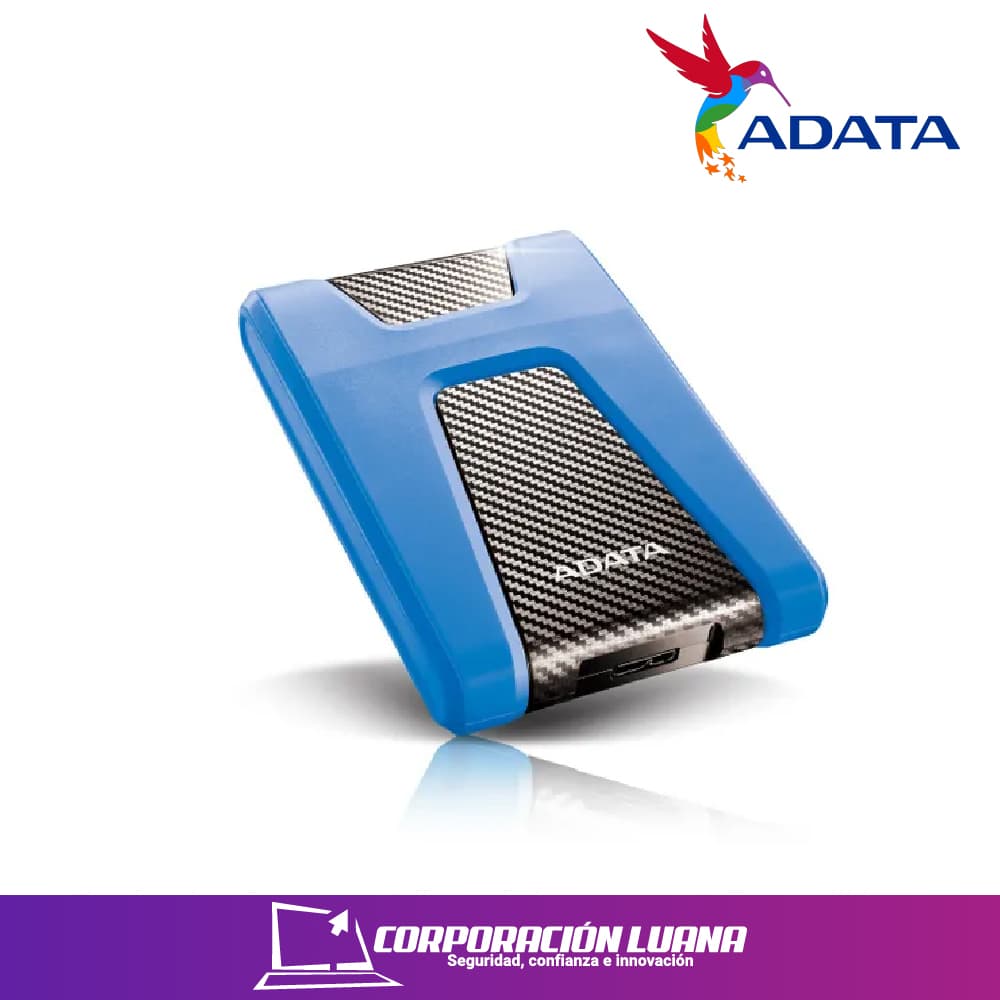 Imagen de DISCO DURO EXTERNO ADATA HD650 1TB ( AHD650-1TU31-CBL ) AZUL C/ NEGRO | USB 3.0 | ANTI GOLPE