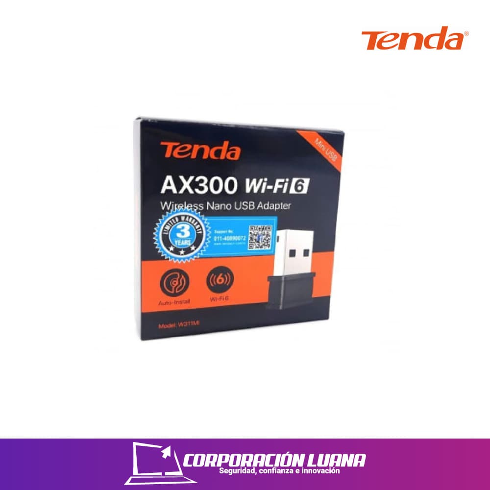 Foto del producto ADAPTADOR DE RED USB MINI WIFI TENDA AX300 ( W311MI ) WIFI 6