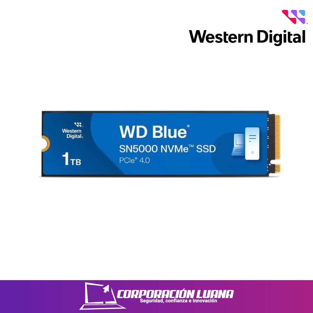 Foto del producto SSD WESTERN DIGITAL BLUE SN5000 1TB ( WDS100T4B0E-00CNZ0 ) NVME | PCIE GEN 4X4 | LECTURA 5150MBS | ESCRITURA 4900MBS