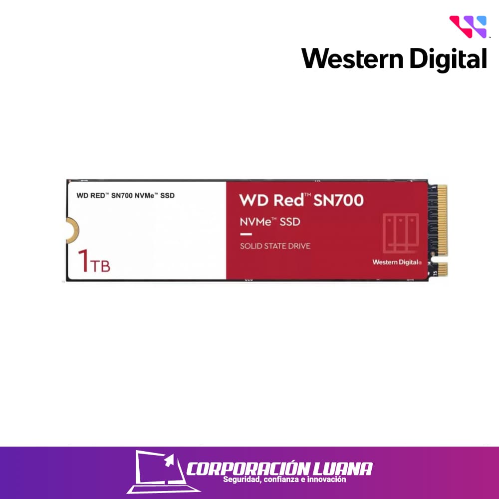 Foto del producto SSD WESTERN DIGITAL RED SN700 1TB ( WDS100T1R0C-68BDK0 ) NVME | PCIE GEN 3X4 | LECTURA 3430MBS | ESCRITURA 3000MPS
