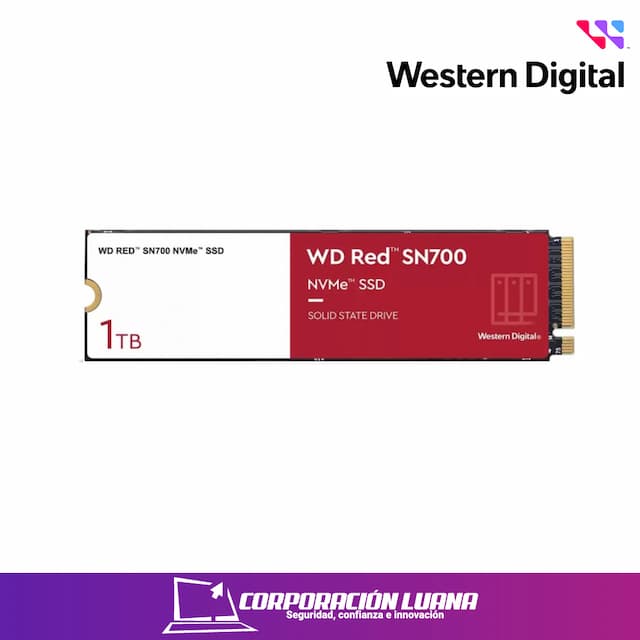 SSD WESTERN DIGITAL RED SN700 1TB ( WDS100T1R0C-68BDK0 ) NVME | PCIE GEN 3X4 | LECTURA 3430MBS | ESCRITURA 3000MPS