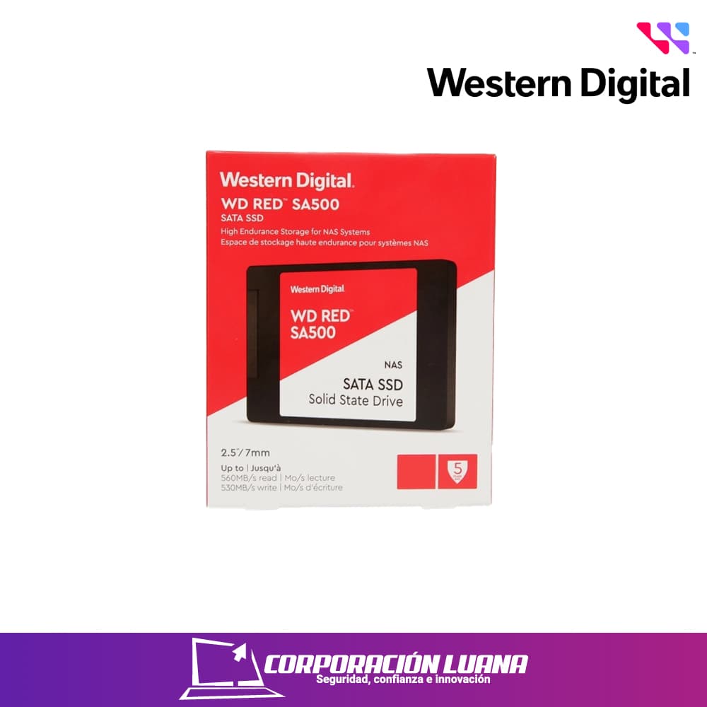 Imagen de SSD WESTERN DIGITAL RED SN500 1TB ( WDS100T1R0A-68A4W0 ) SATA | LECTURA 560MBS | ESCRITURA 530MBS