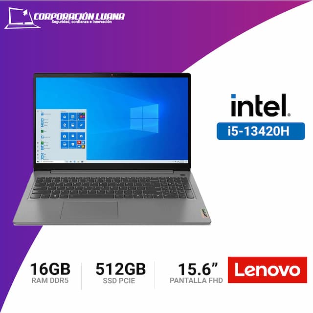 LAPTOP LENOVO IDEAPAD SLIM 3 INTEL CORE I5 13420H ( 15IRH8 ) RAM 16GB DDR5 | SSD 512GB | INTEGRADA | 15.6" FHD | FREE OS