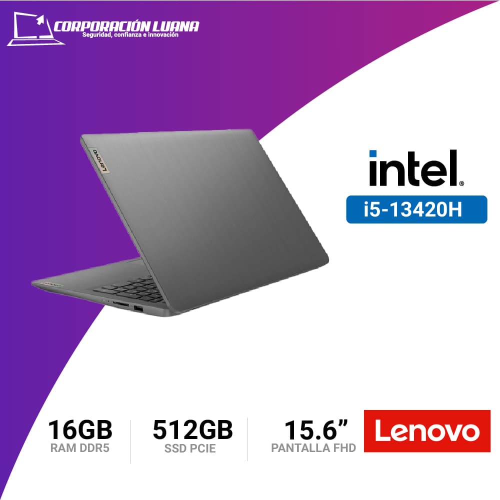 Imagen de LAPTOP LENOVO IDEAPAD SLIM 3 INTEL CORE I5 13420H ( 15IRH8 ) RAM 16GB DDR5 | SSD 512GB | INTEGRADA | 15.6" FHD | FREE OS