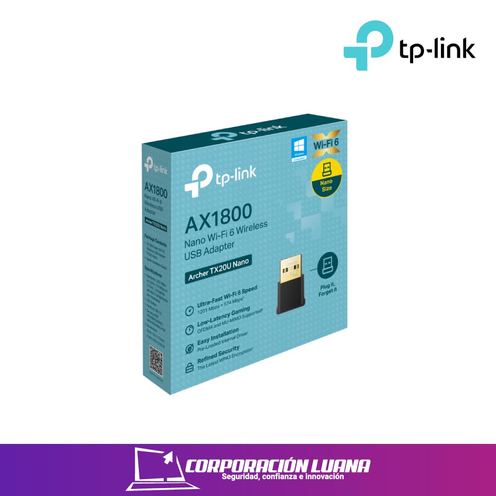 Foto del producto ADAPTADOR TP-LINK INALAMBRICO ARCHER TX20U NANO  AX1800 USB DUAL BAND