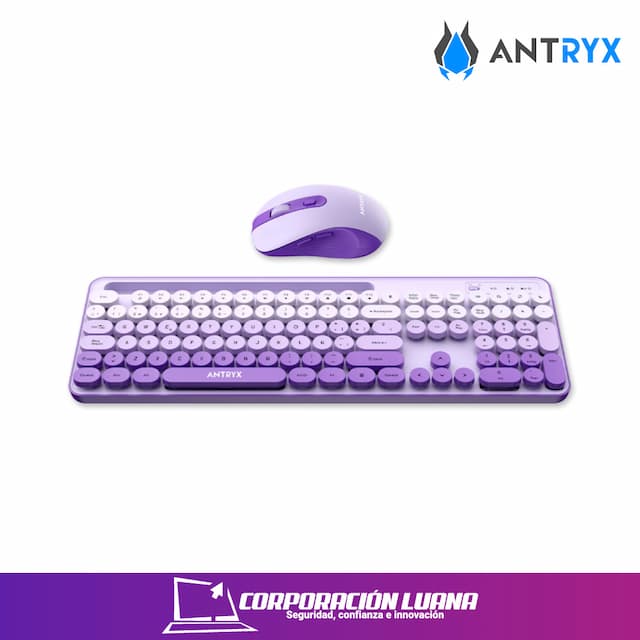 COMBO ANTRYX INALAMBRICO WS-970 ( ASC-WS970PE ) TECLADO+MOUSE | PURPURA
