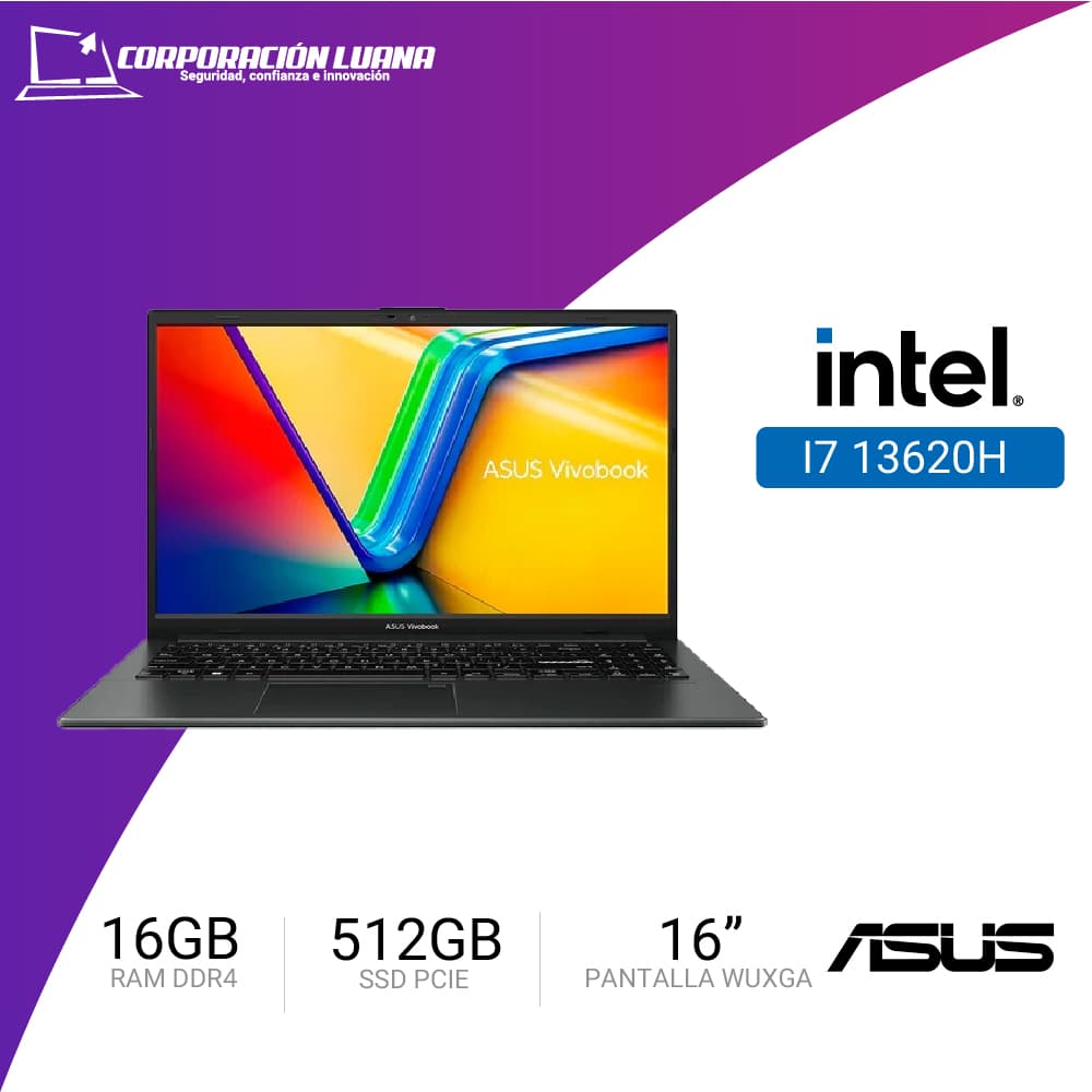 Foto del producto LAPTOP ASUS VIVOBOOK 16 INTEL CORE I7 13620H ( X1605VA-MB1235 ) RAM 16GB DDR4 | SSD 512GB | 16" WUXGA | INTEL IRIS XE | FREE OS