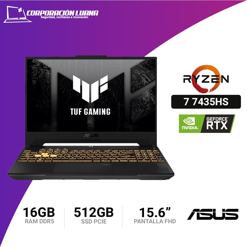Foto del producto LAPTOP ASUS TUF GAMING A15 RYZEN 7 7435HS ( FA507NUR-LP005 ) RAM 16GB DDR5 | SSD 512 GB | 15.6" FHD | RTX 4050 6GB | FREE OS
