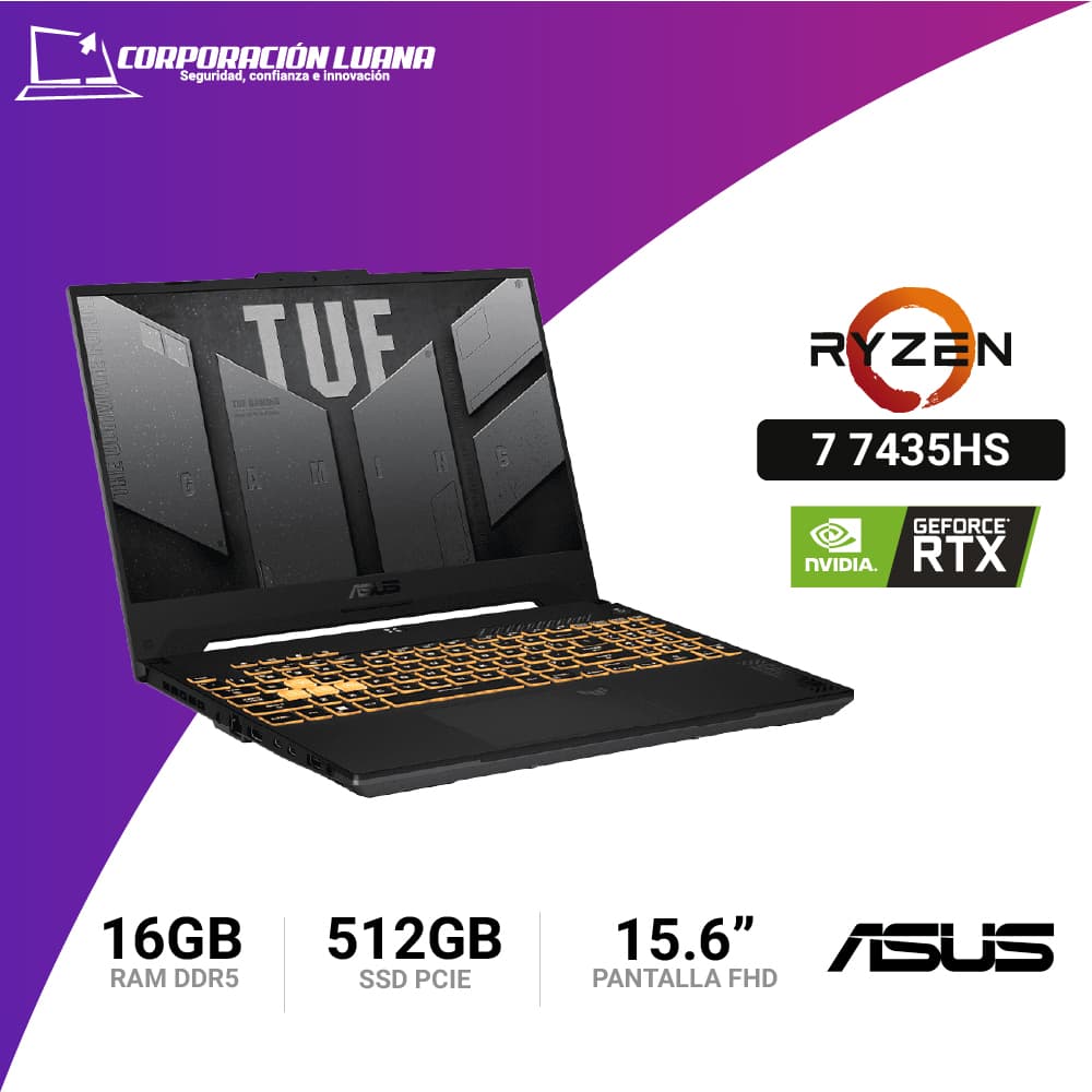 LAPTOP ASUS TUF GAMING A15 RYZEN 7 7435HS ( FA507NUR-LP005 ) RAM 16GB DDR5 | SSD 512 GB | 15.6" FHD | RTX 4050 6GB | FREE OS