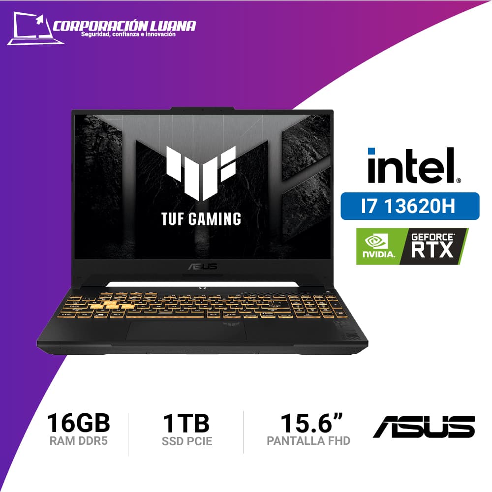 Foto del producto LAPTOP ASUS TUF GAMING INTEL CORE I7 13620H ( FX507VU-LP180 ) RAM 16GB DDR5 | SSD 1TB | 15.6" FHD | RTX 4050 6GB | FREE OS