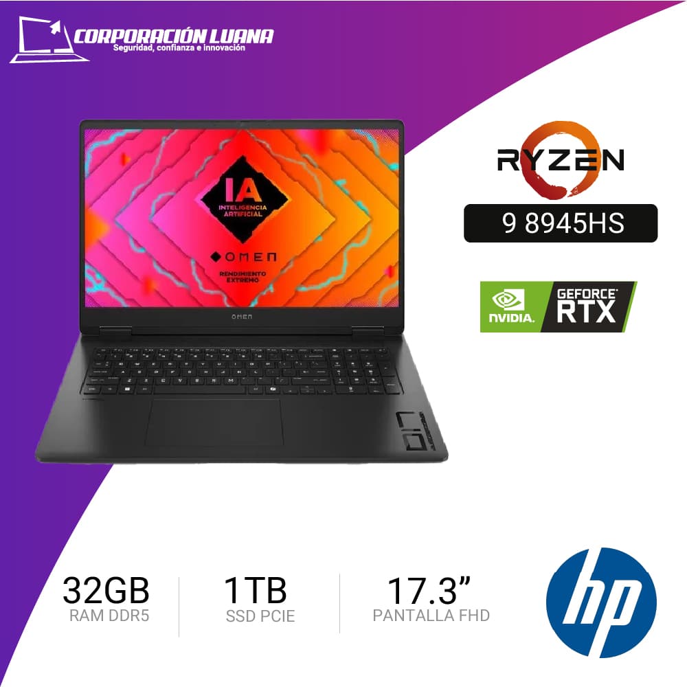 Foto del producto LAPTOP HP OMEN 17 AMD RYZEN 9 8945HS ( 17-DB0009LA ) RAM 32GB DDR5 | SSD 1TB | 17.3" QHD | RTX 4060 | WINDOWS 11 HOME