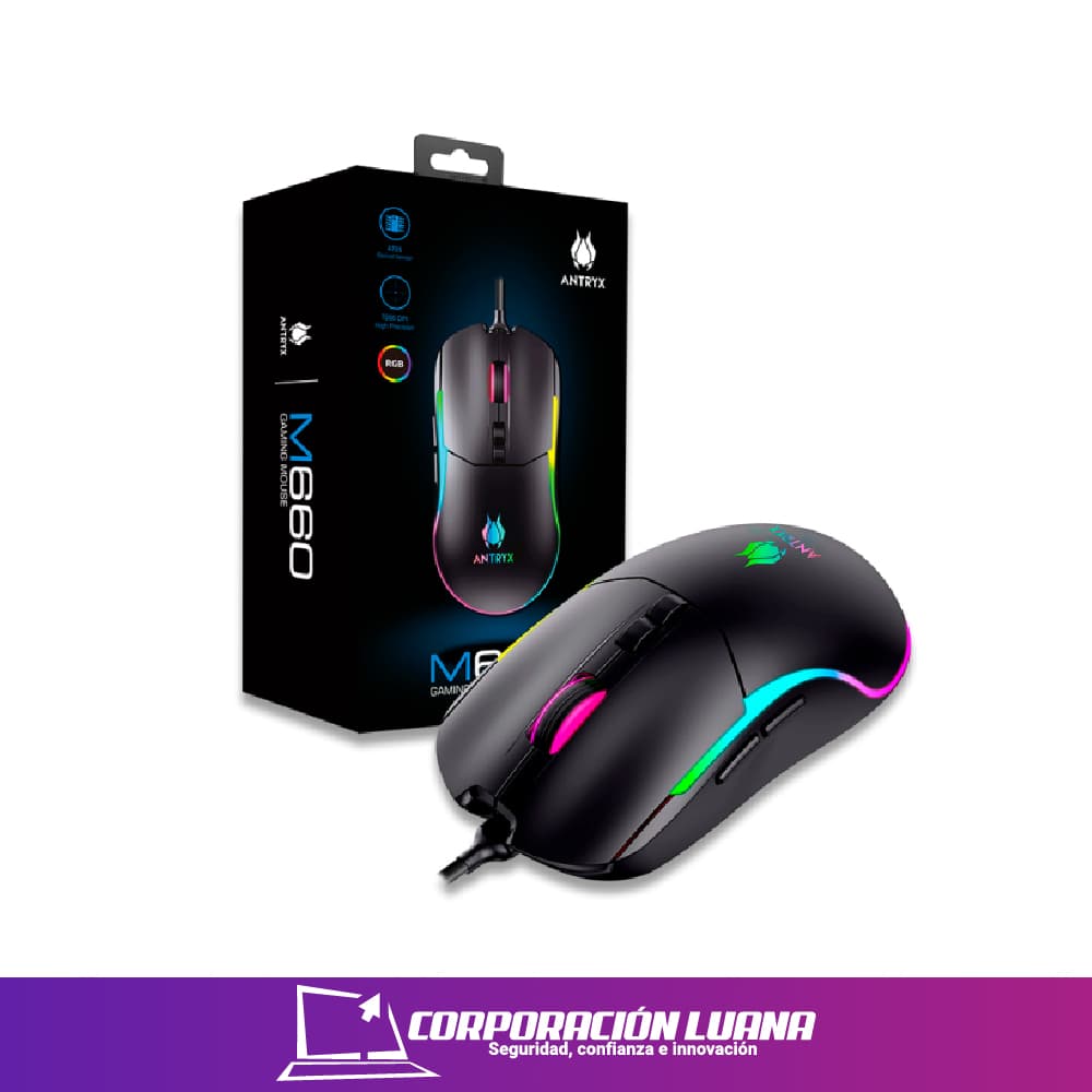 Foto del producto MOUSE ANTRYX M660 ( AGM-M660K ) HASTA 7200 DPI | NEGRO | LED RGB