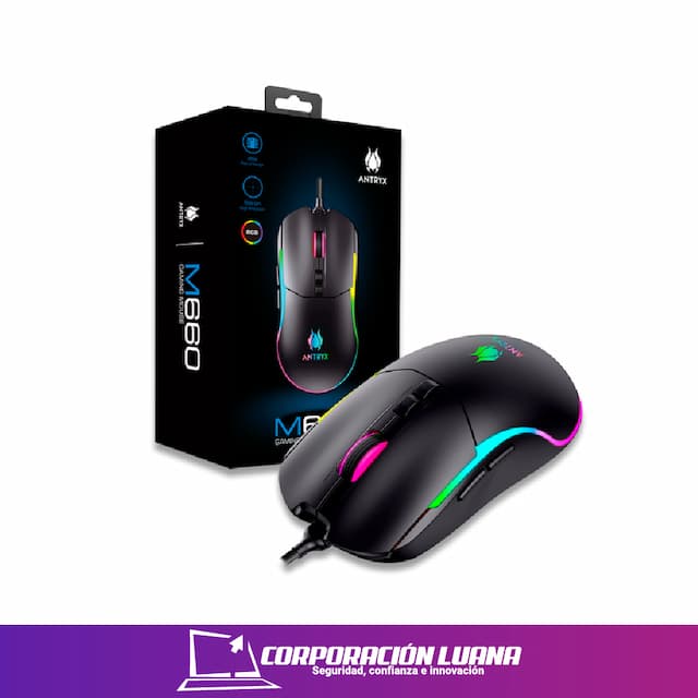 MOUSE ANTRYX M660 ( AGM-M660K ) HASTA 7200 DPI | NEGRO | LED RGB