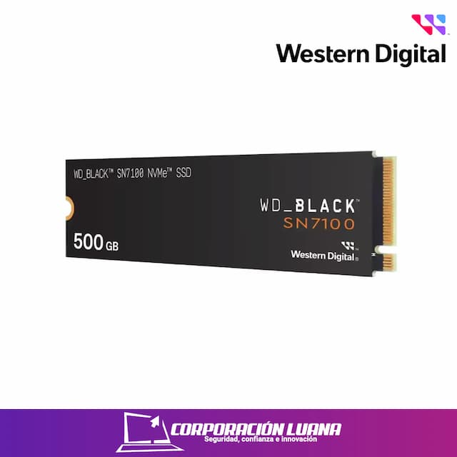 SSD WESTERN DIGITAL SN7100 500GB NVME BLACK ( WDS500G4X0E ) M.2 PCIE  | HASTA 6800MB/S DE LECTURA