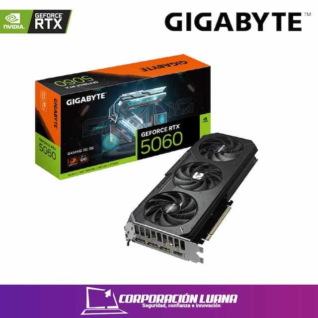 TARJETA DE VIDEO GIGABYTE RTX 5060 GAMING OC ( GV-N5060GAMING OC-8GD ) 8GB GDDR7 | X3 FAN | 128 BIT | 3 DP - HDMI