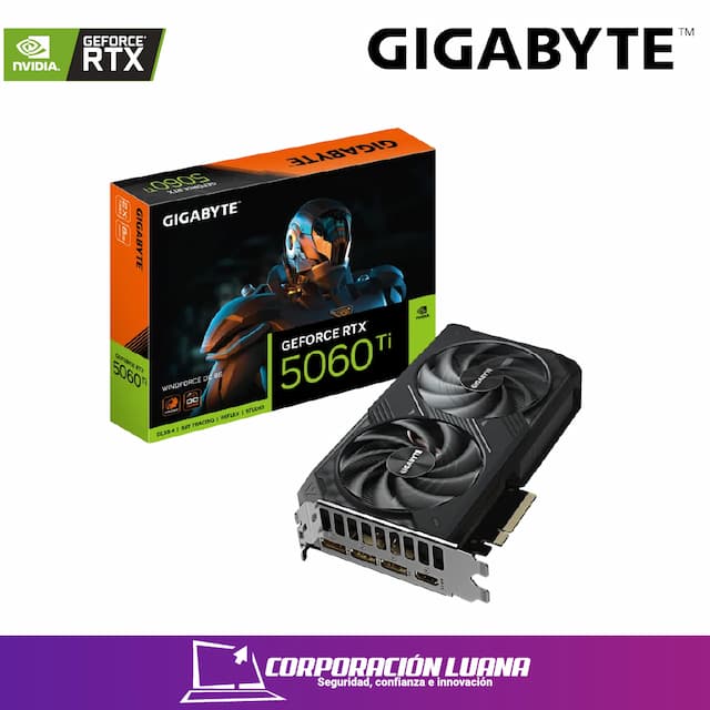TARJETA DE VIDEO GIGABYTE RTX 5060 TI WINDFORCE ( GV-N506TWF2OC-8GD ) 8GB GDDR7 | X2 FAN | 128 BIT | 3 DP - HDMI