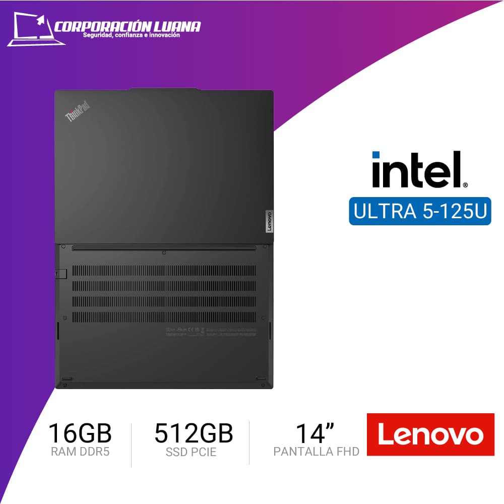 Imagen de LAPTOP LENOVO THINKPAD E14 GEN 6 INTEL CORE ULTRA 5 125U ( NT071LEN05 ) RAM 16GB DDR5 | SSD 512GB | 14" FHD | WINDOWS 11 PRO