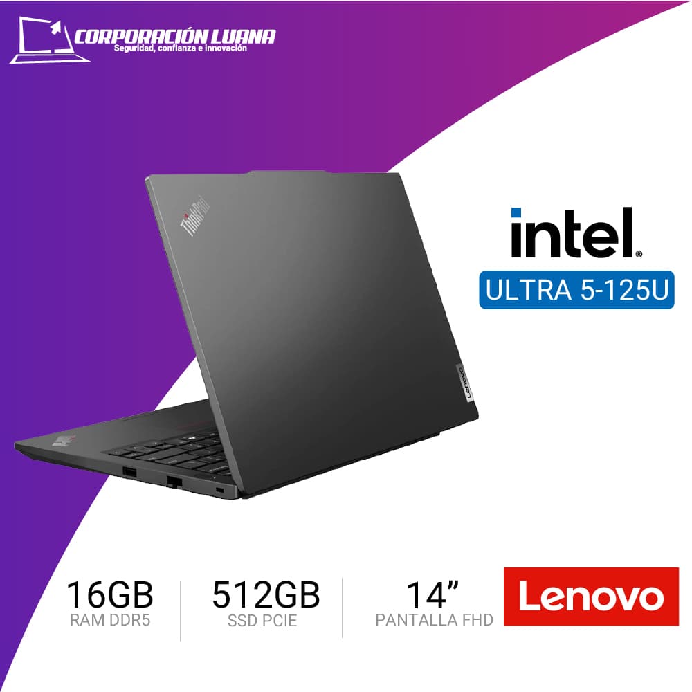 Imagen de LAPTOP LENOVO THINKPAD E14 GEN 6 INTEL CORE ULTRA 5 125U ( NT071LEN05 ) RAM 16GB DDR5 | SSD 512GB | 14" FHD | WINDOWS 11 PRO