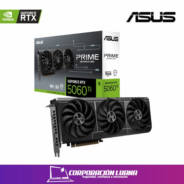 TARJETA DE VIDEO ASUS RTX 5060 TI PRIME ( PRIME-RTX5060TI-O16G ) 16GB GDDR7 | X3 FANES | DLSS4 | 128 BIT | 3 DP - HDMI