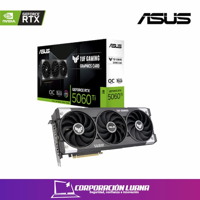 TARJETA DE VIDEO ASUS TUF GAMING RTX 5060 TI GAMING ( TUF-RTX5060TI-O10G-GAMING ) 16GB GDDR7 | DLSS4 | 128 BIT | 3 DP - HDMI
