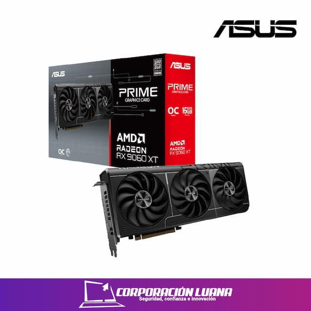 TARJETA DE VIDEO ASUS RADEON RX 9060 XT PRIME OC ( PRIME-RX9060XT-O16G ) 16GB GDDR6 | X3 FAN | 128 BIT | 2 DP - HDMI
