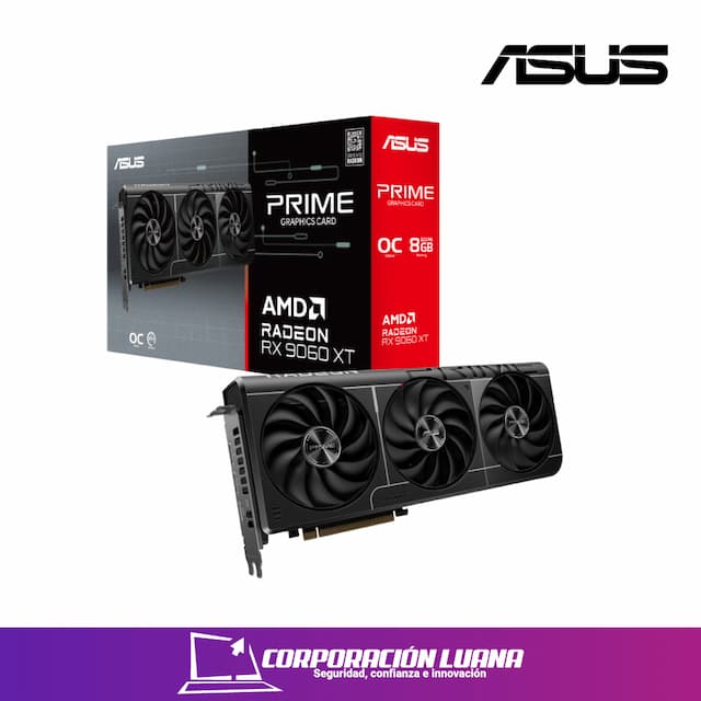 TARJETA DE VIDEO ASUS RADEON RX 9060 XT PRIME OC ( PRIME-RX9060XT-O8G ) 8GB GDDR6 | X3 FAN | 128 BIT | 2 DP - HDMI