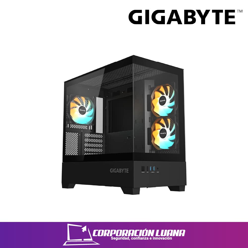 Imagen de CASE GAMER GIGABYTE C201 PANORAMIC ( GB-C201P ) S/FUENTE | X3 COOLER ARGB |  USB 3.0
