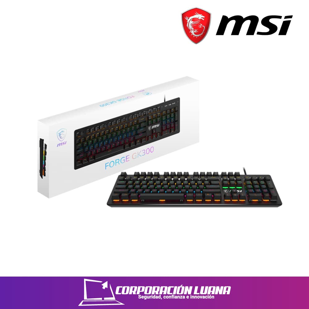 Foto del producto TECLADO GAMER MSI FORGE GK300 ( FORGE-GK300-BLUE-ES ) SWITCH BLUE | LED RGB