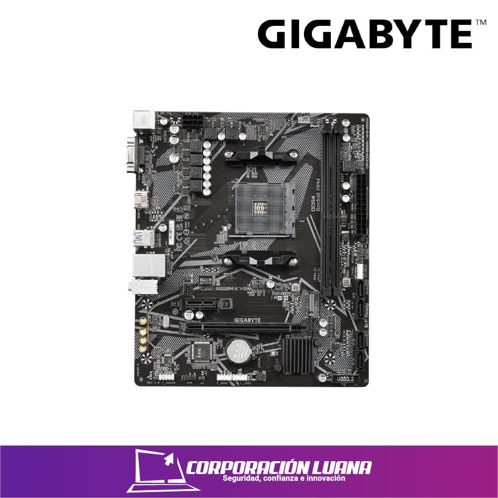Imagen de MOTHERBOARD GIGABYTE A520M K V2 ( 9MA52MK2-00-G11 ) DDR4 | AM4