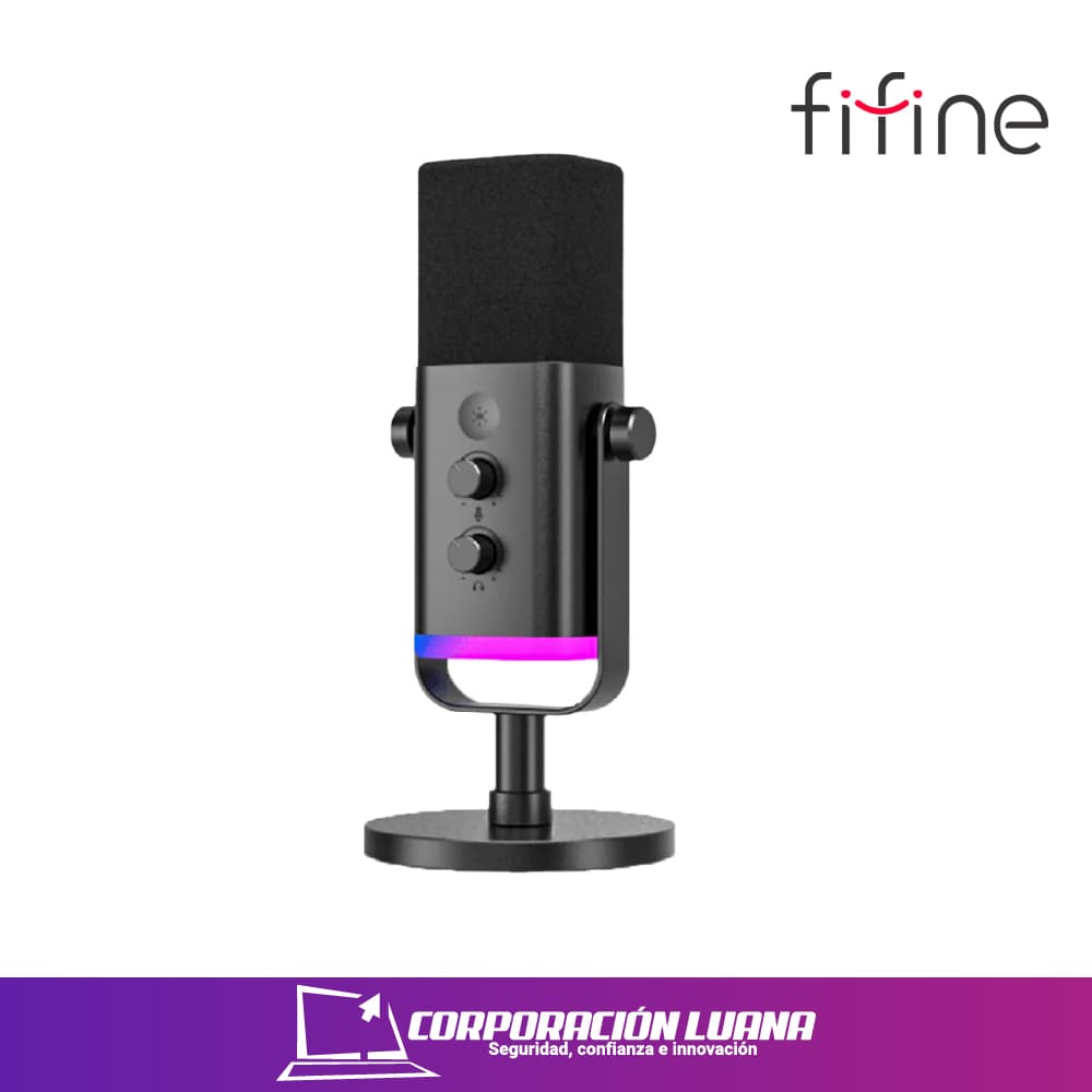 MICROFONO GAMING FIFINE ( AM8 ) DINAMICO  | RGB | CONDENSADOR | BLACK