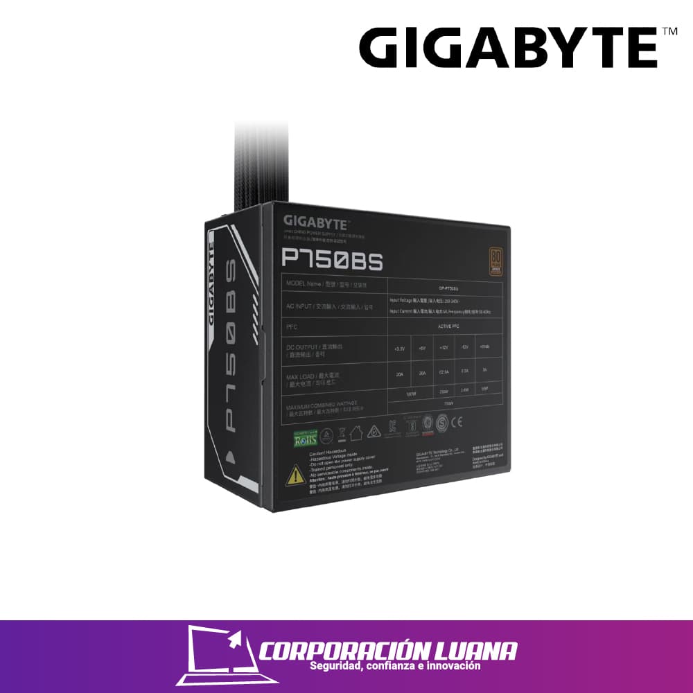 Imagen de FUENTE DE PODER GIGABYTE P750BS ( GP-P750BS ) 750W| 80 PLUS BRONZE