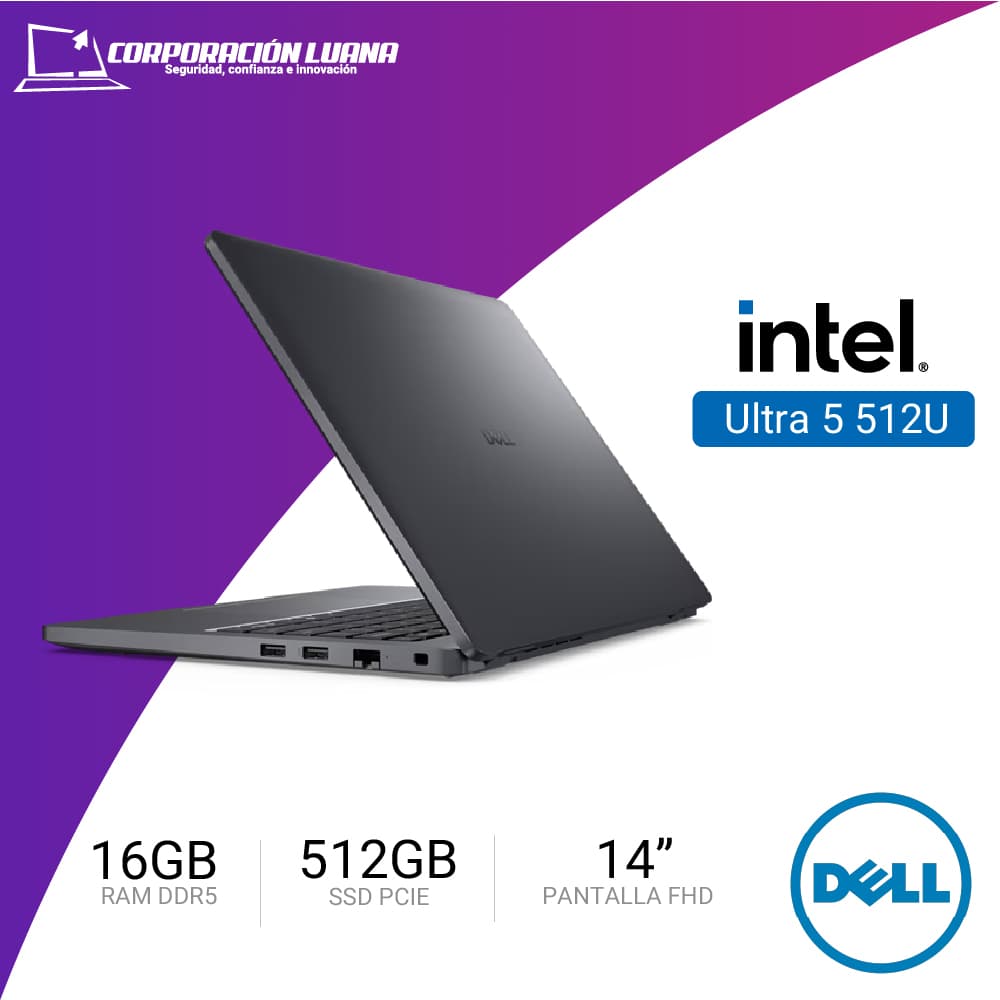 Imagen de LAPTOP DELL PRO 14 INTEL ULTRA 5 235U ( PC14250 ) RAM 16GB DDR5 | SSD 512GB | 14" FHD | WINDOWS 11