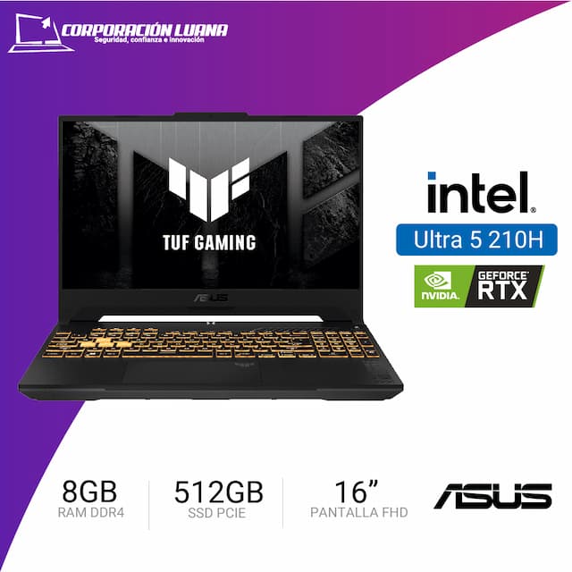 LAPTOP ASUS TUF GAMING F16 INTEL CORE 5 210H ( FX607VJ-RLO11W ) RAM 8GB DDR4 | SSD 512GB | 16" FHD+ 144HZ | RTX 3050 6GB | WIN 11 HOME