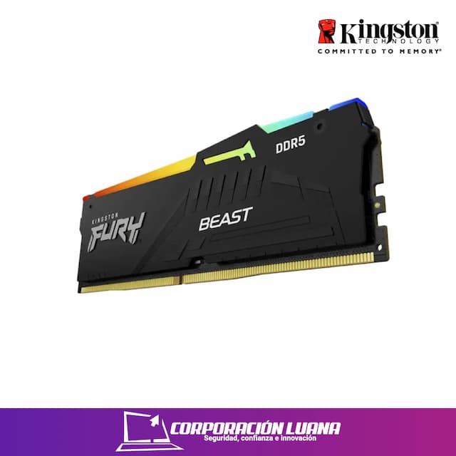MEMORIA RAM KINGSTON FURY BEAST 16GB 5600 MTS ( KF556C40BBA-16 ) DDR5 | NEGRO | LED RGB