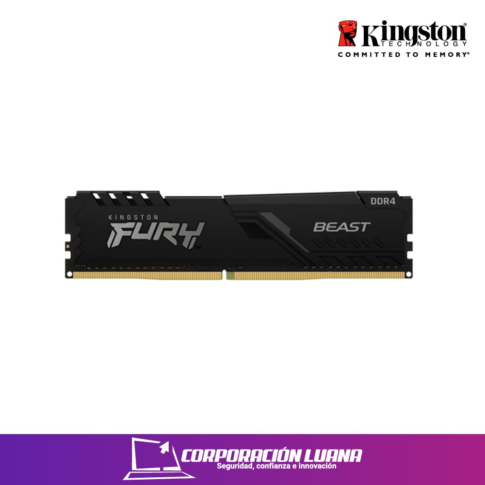 Imagen de MEMORIA RAM KINGSTON FURY BEAST, 16GB, DDR4, 3200 MHZ, PC4-25600, CL16, 1.35V