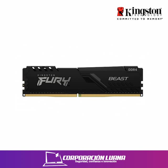 MEMORIA RAM KINGSTON FURY BEAST, 16GB, DDR4, 3200 MHZ, PC4-25600, CL16, 1.35V