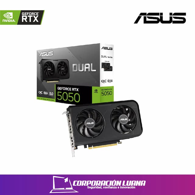 TARJETA DE VIDEO ASUS RTX 5050 DUAL OC ( DUAL-RTX5050-O8G ) 8GB - GDDR6 | 128BIT | X2 FAN | HDMI - X3 DP
