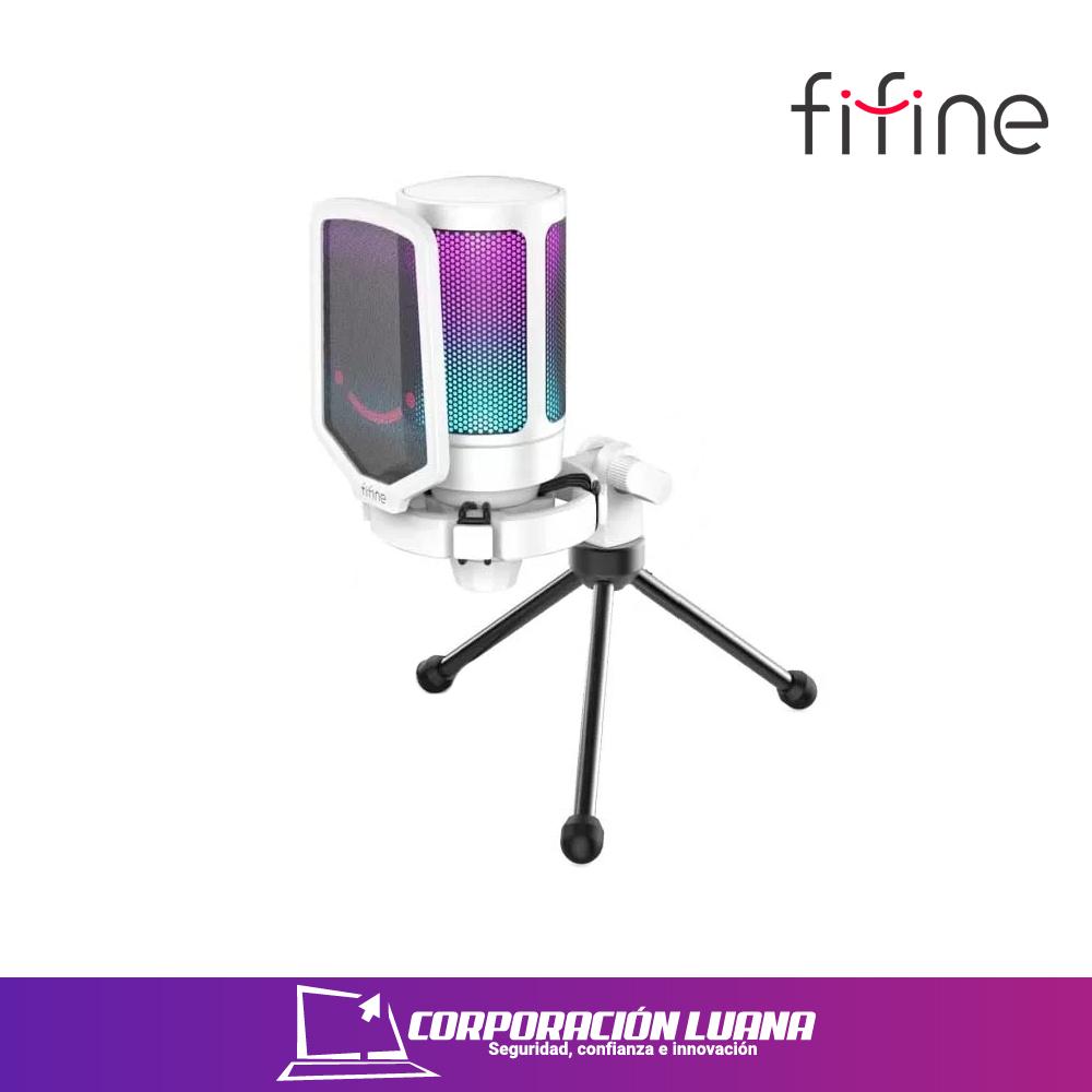 MICROFONO GAMING FIFINE ( A6V ) AMPLIGAME | RGB | CONDENSADOR | WHITE