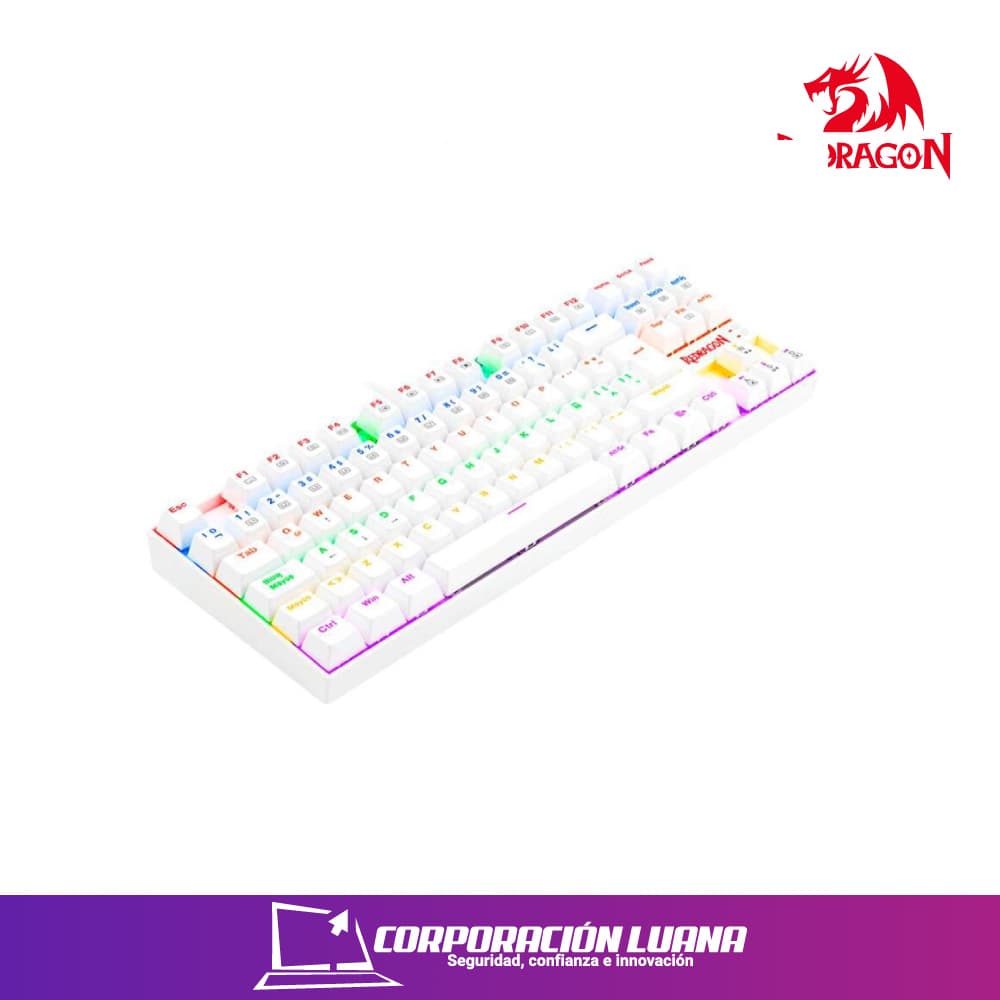 TECLADO REDRAGON KUMARA RAINBOW ( K552W-KR-SP ) BLANCO | SWITCH RED | RGB