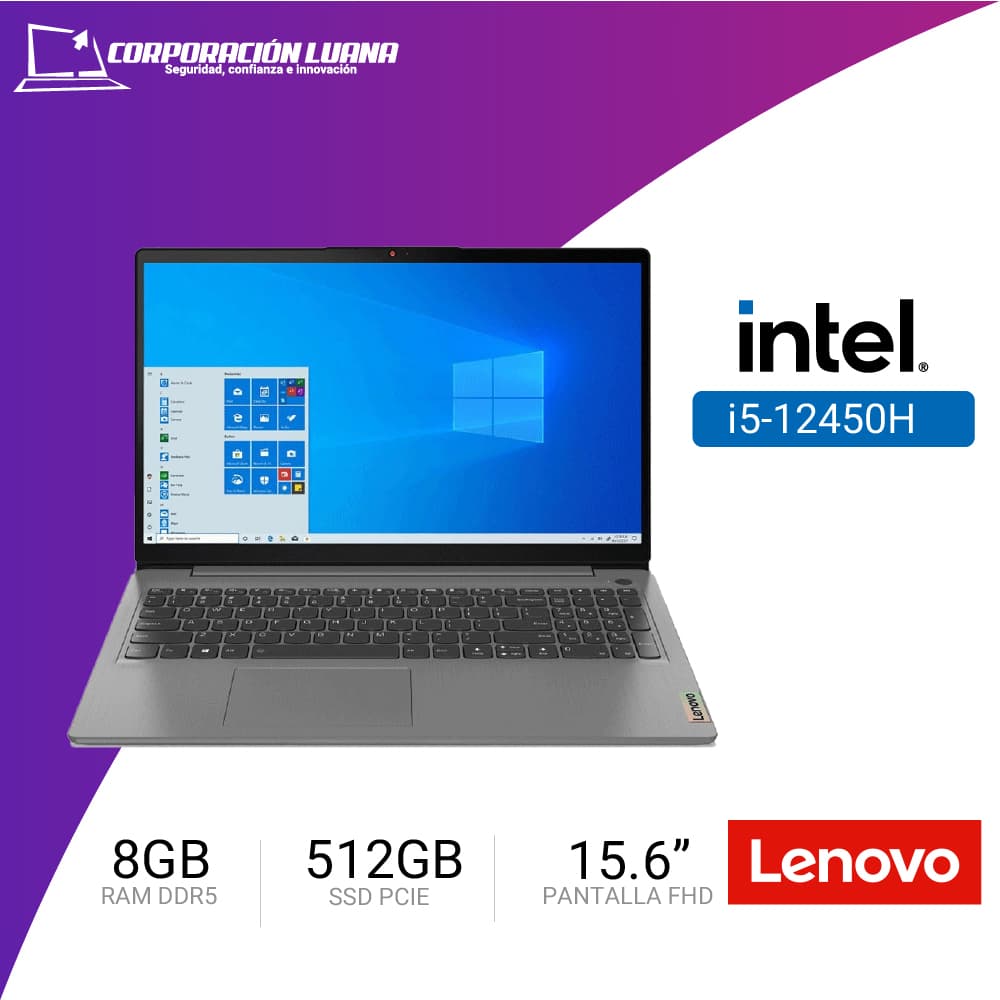 LAPTOP LENOVO IDEAPAD SLIM 3 INTEL CORE I5 12450H ( 15IAH8 ) RAM 8GB DDR5 | SSD 512GB | 15.6" FHD | FREE OS
