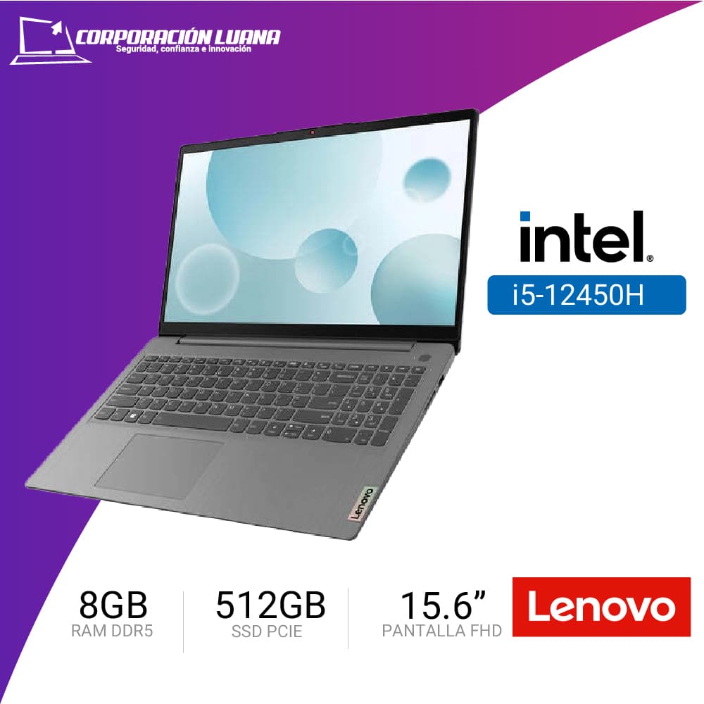 LAPTOP LENOVO IDEAPAD SLIM 3 INTEL CORE I5 12450H ( 15IAH8 ) RAM 8GB DDR5 | SSD 512GB | 15.6" FHD | FREE OS