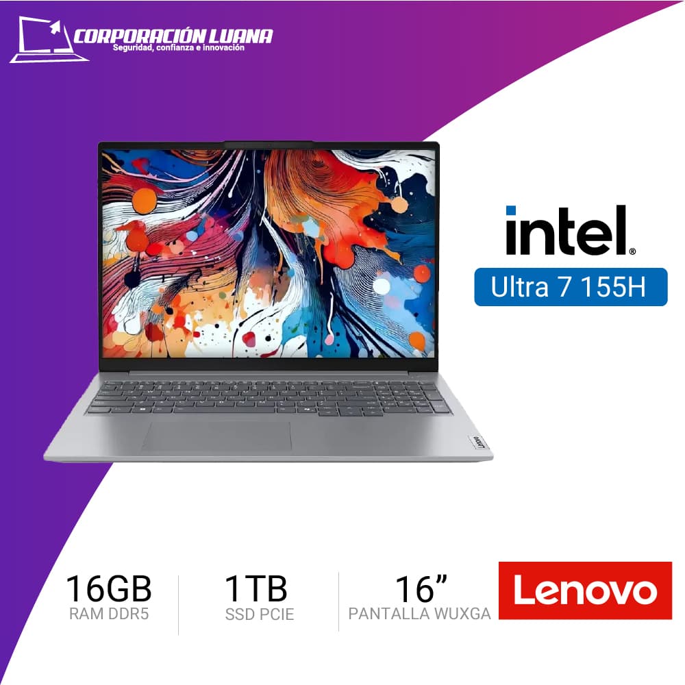 LAPTOP LENOVO THINKBOOK INTEL CORE ULTRA 7 155H ( 21MS00B3LM ) RAM 16GB DDR5 | SSD 1TB | 16" WUXGA | ARC | WINDOWS 11