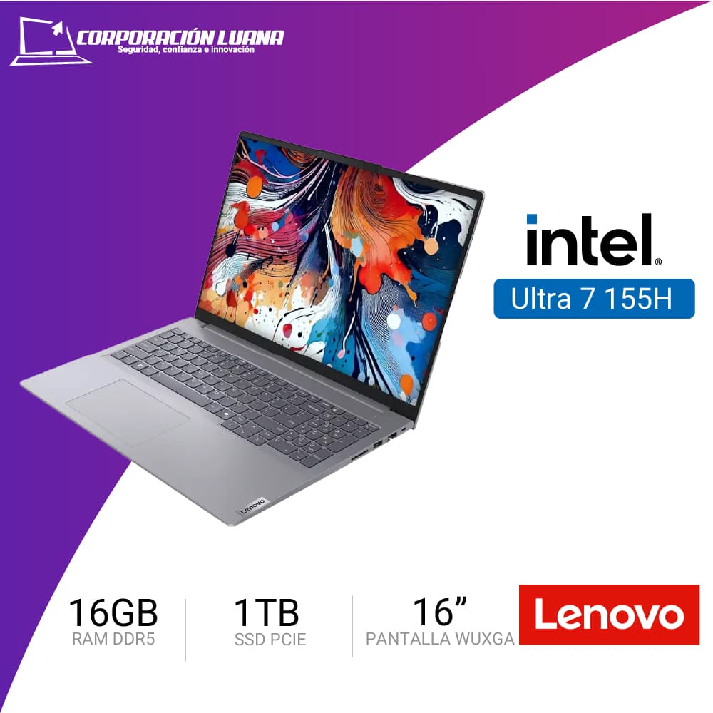 LAPTOP LENOVO THINKBOOK INTEL CORE ULTRA 7 155H ( 21MS00B3LM ) RAM 16GB DDR5 | SSD 1TB | 16" WUXGA | ARC | WINDOWS 11