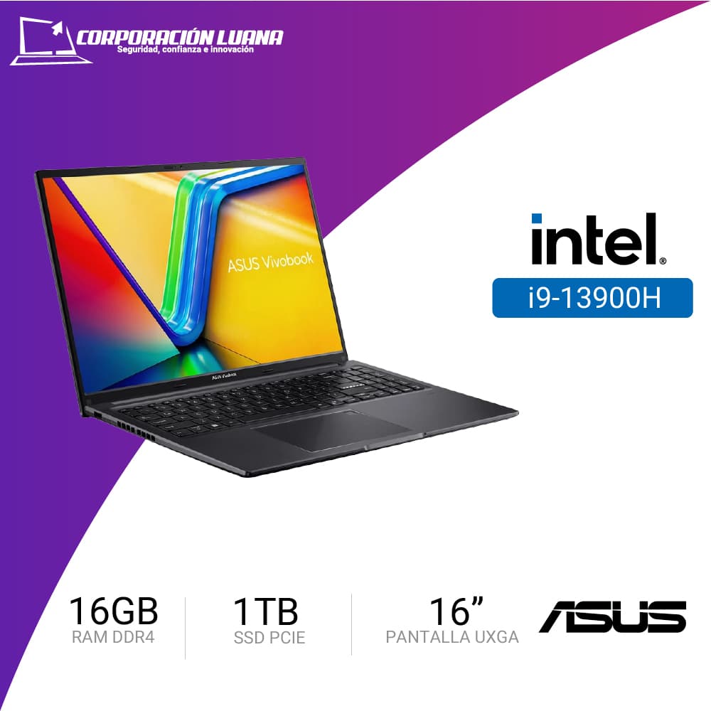 LAPTOP ASUS VIVOBOOK INTEL CORE I9 13900H ( X1605VA-MB165W ) RAM 16GB DDR4 | SSD 1TB | 16" WUXGA | WINDOWS 11  HOME