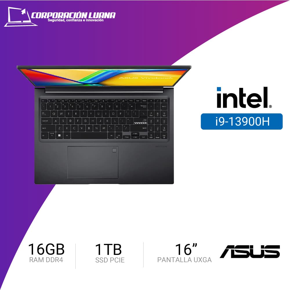 LAPTOP ASUS VIVOBOOK INTEL CORE I9 13900H ( X1605VA-MB165W ) RAM 16GB DDR4 | SSD 1TB | 16" WUXGA | WINDOWS 11  HOME