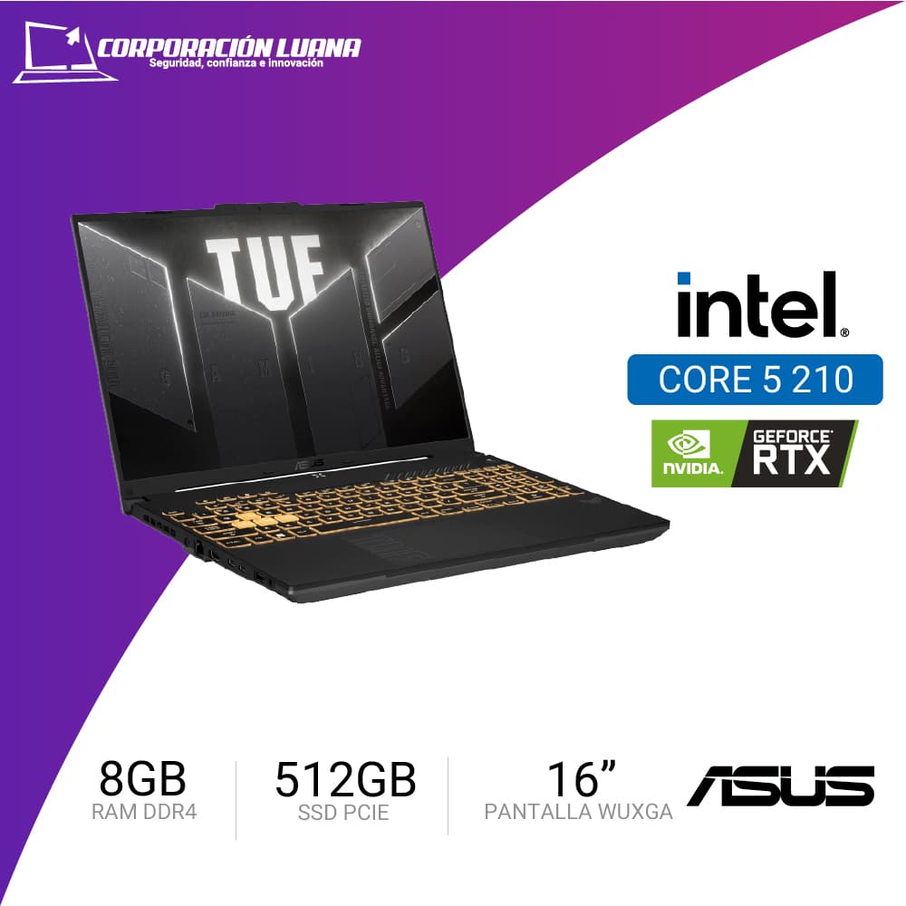 LAPTOP ASUS TUF GAMIG INTEL CORE 5 210H FX607V ( 90NR0MZ6-M000P0 ) RAM 8GB DDR4 | SSD 512GB | 16" WUXGA | RTX 3050 6GB | FREE 0S