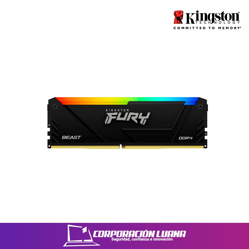 MEMORIA RAM KINGSTON FURY BEAST 16GB 3600 MHZ ( KF436C18BBA/16 ) DDR4 | LED RGB
