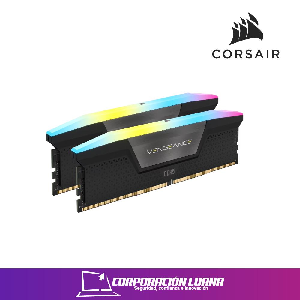 MEMORIA RAM CORSAIR 64GB (32GBX2) 6000 MTS VENGEANCE RGB ( CMH64GX5M2D6000C40 ) DDR5 | CL40 | LED RGB
